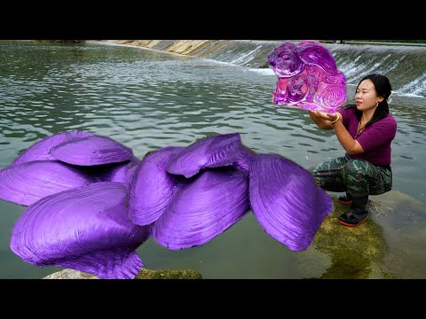 🎁The purple giant clam guarded by the purple jade rabbit, with pearls that make people intoxicated