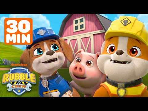 Rubble Has a Pig Party at the Farm! w/ Wheeler, Mix | 30 Minute Compilation | Rubble & Crew