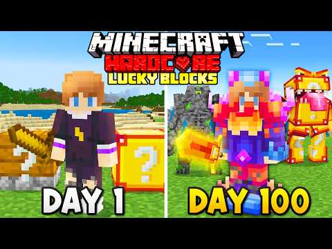 I Survived 100 Days of Lucky Block Hardcore Bedrock!