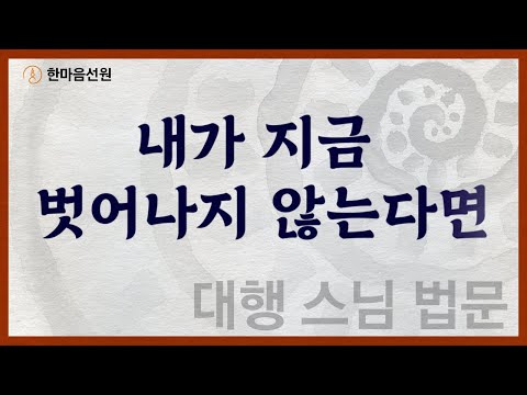 대행 스님 법문_내가 지금 벗어나지 않는다면 #길을_묻는_이에게