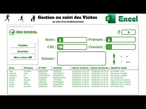 Excel: Gestion des visites au sein d'un établissement scolaire ou tout autre entreprise de A à Z