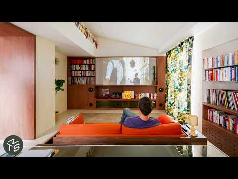 Custom Music and Library Wall in Small Paris Apartment, 47sqm/506sqft