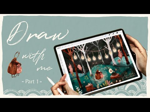 Children's Illustration in Procreate - Draw With me on your iPad - Bugs in Forest Scene