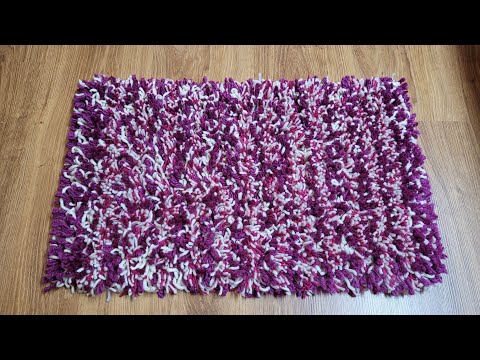 Ворсовый коврик. Самый простой способ сделать такой ковер из пряжи.Хлам в дело.