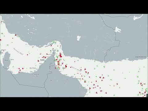 Live ship tracking map showing the Strait of Hormuz