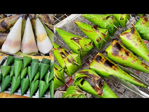 ข้าวเหนียวปิ้งไส้เผือก ไส้กล้วย สูตรทำขาย รสชาติหวานหอมมันกลมกล่อม อร่อยมากๆ ดูจบทำขายได้เลย