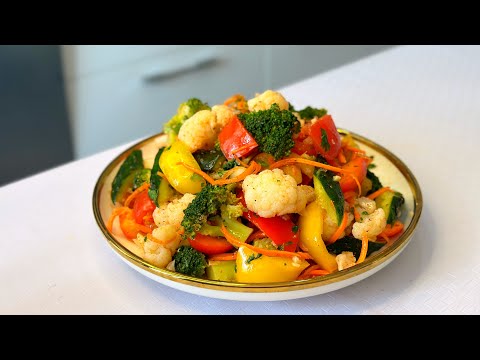 Салат с брокколи и цветной капустой. Брокколи жана түстүү капуста менен витаминдүү салат.