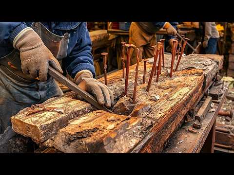 Extremely Hardwood With Many Giant Nail to Unique, High-Value Furniture // Incredible Process!!