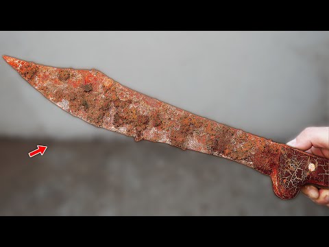 Restoration Old Very Rusty Big Meat Knife