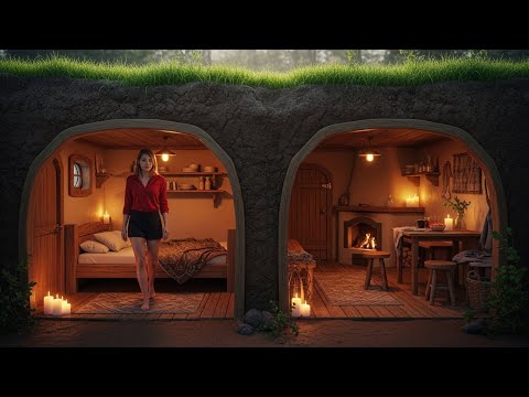 Amazing Girl Building a Hidden Cozy Dugout In 60Days. Warm Secret Shelter. Bushcraft Survival
