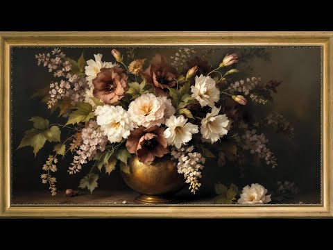 Golden Elegance | Vintage  Spring Floral Art Frame TV Display | Digital Art for Home