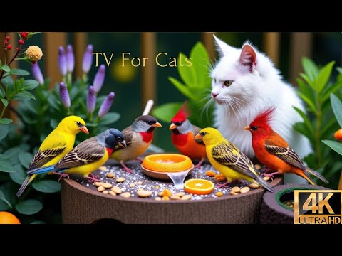 Pretty Birds & Squirrels 😺 Cat TV for Cats to Watch 🐦 4K HDR Bird Videos