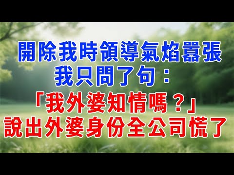 開除我時領導氣焰囂張，我只問了句：「我外婆知情嗎？」，說出外婆身份後全公司慌了！#人生感悟 #故事分享 #故事頻道 #职场 #打脸#正能量 #生活經驗
