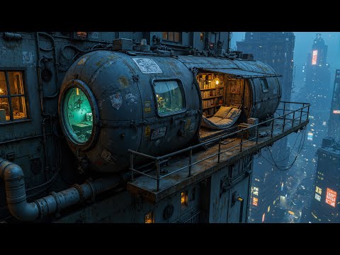 Lofi Chill Rain in a Floating Capsule 🌧️ Night Beats for Study, Sleep & Escape in a Cyberpunk World