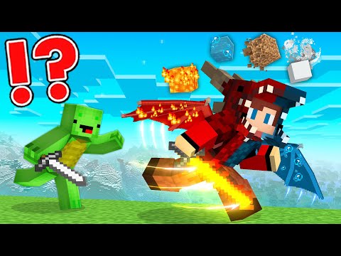 ELEMENTAL DRAGON Armor Speedrunner vs Hunter in Minecraft - Maizen JJ and Mikey