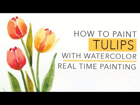 EASY watercolor tutorial: Tulips