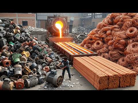 Amazing Factory Process of Recycling Giant Copper Motor Scrap Converting Into New Copper Materials