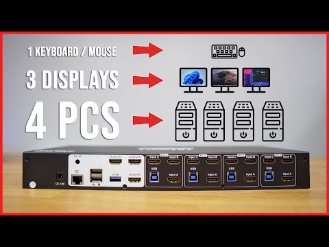 4 Computers & 3 Displays 1 Mouse and 1 Keyboard | How to Use a SUPER KVM | Tesmart
