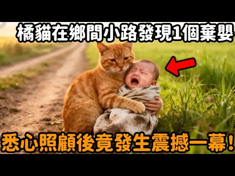 流浪小橘貓在鄉間小路上，發現一個嚎啕大哭的棄嬰，悉心照料後竟然發生不可思議的一幕，震驚所有人！#橘貓 #流浪貓 #嬰兒 #寶寶 #跨物種救助 #動物情感 #母愛 #動物故事 #真實故事 #心靈飼養員