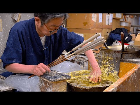 1887年から継承される技術を用いてロウソクを製作するプロセス（SUIGENKYO）
