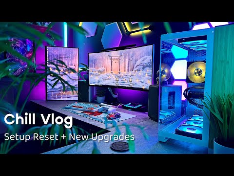 Chill Vlog |  Game Room Reset + unboxing ceramic keycaps, ergonomic footrest + BO6 camo grinding