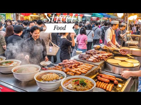 China Street Market | Best Savory crêpes | China Street Food in Nanning, Rice Noodle Soup