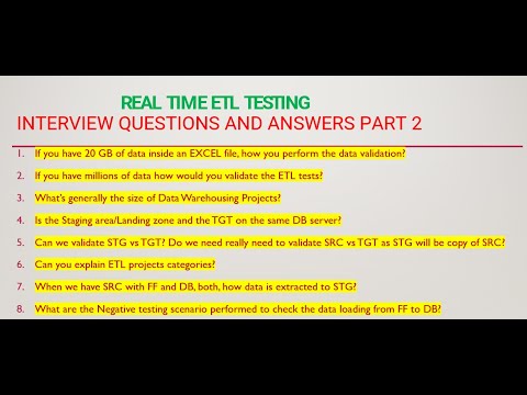 ETL Testing  | Real Time ETL Testing Interview Questions and Answers Part 2 | ETL Testing Q&A