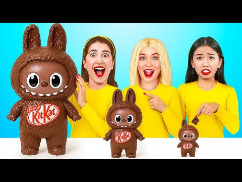 BIG VS MEDIUM VS SMALL MEALS 🍽️Labubu cooking fun by 123 GO! CHALLENGE