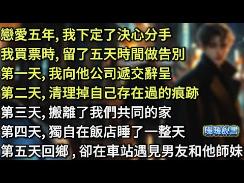 戀愛五年，我下定了決心分手。買票時留了五天時間做告別。第一天，我遞交了辭呈；第二天，清理掉自己存在過的痕跡；第三天，搬離了我們共同的家第四天，獨自在飯店睡了一整天；第五天回鄉，卻在車站遇見男友和