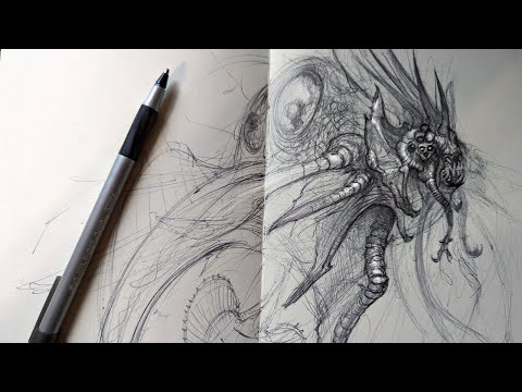 Drawing Scary Aquatic Creatures with A Ballpoint Pen