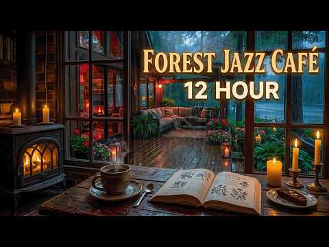 ☕ High Forest Jazz Café | 12 Hours Gentle jazz in a cozy wooden house overlooking a healing rain