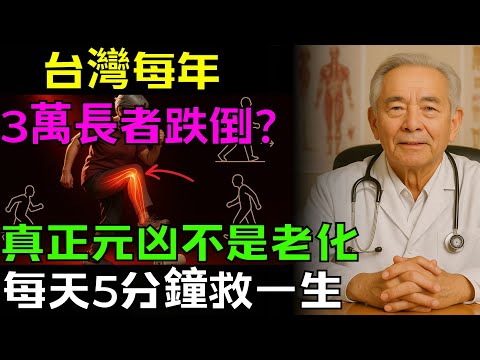 台灣每年超過3萬長者因跌倒就醫？真正元凶不是老化！這3步每天5分鐘，重啟防跌反射，兩週找回自信，市場樓梯都不怕，醫師實證教學：在家安全練、前進後退、跨越障礙，一次學會，避免髖部骨折