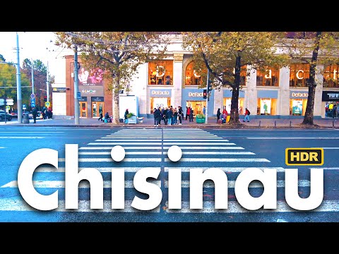 4K 60 fps Ultra HDR - Chisinau walking tour, Moldova, November 12 2023