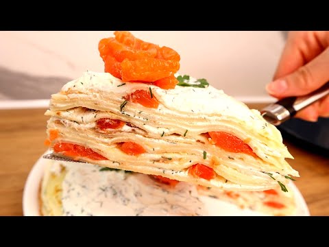 Муж теперь ПРОСИТ Готовить только ЭТО! Блинный ТОРТ с Красной Рыбой | Оливьедка