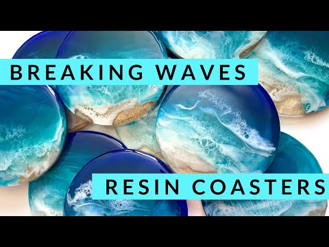 Resin Tutorial: ocean beach coasters, 3 Dimensional wave effects with a touch of glow