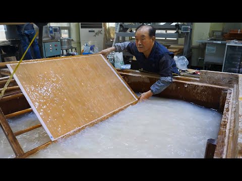 The Amazing Process of a Grandfather Making Paper the Old Way. Traditional Korean Paper