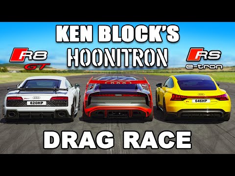 Ken Block Hoonitron v Audi R8 GT v RS e-tron GT: DRAG RACE