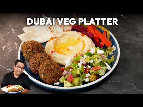 Dubai Veg Platter | Middle Eastern Veg Thali | Falafel, Hummus & Salad by Chef Ajay Chopra