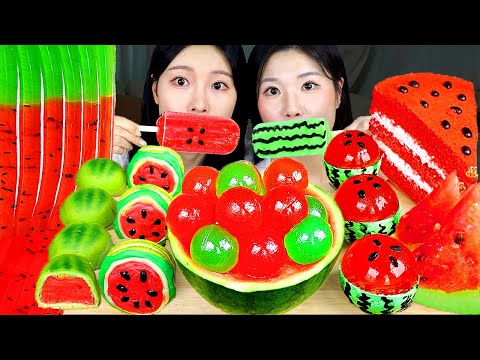 ASMR MUKBANG| 수박 디저트 아이스크림 탕후루 마카롱 젤리 먹방 & 레시피 WATERMELON DESSERT ICE CREAM MACARONS EATING