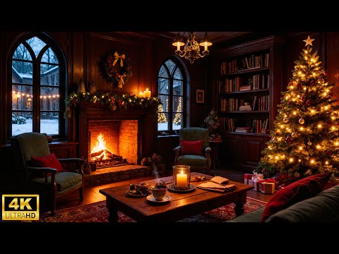 Soothing Christmas Ambience 🎄 Soft Christmas Music with Fireplace Sounds for Relax, Sleep & Focus
