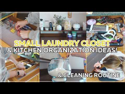 Organization Ideas 2026! NEW HOUSE Organize & Declutter Small Laundry Closet / Cleaning Routine