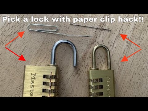 How to pick a combination lock with a paper clip / sewing needle life hack
