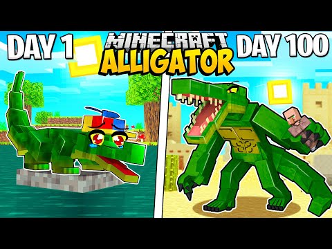 I Survived 100 Days as an ALLIGATOR in Minecraft
