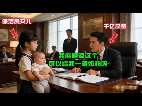 “我能翻譯這個，可以給我一罐奶粉嗎？”清潔工女兒抱着嬰兒對正翻譯文件的千億富豪説，富豪看着女孩的眼睛做了個驚人的決定！#感人故事 #感人壹幕 #故事分享