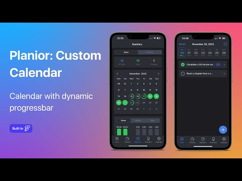 Planior: Custom Calendar with dynamic progressbar | #flutterflowimagine