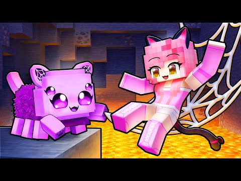Playing as a HELPFUL SPIDER Kitten in Minecraft!