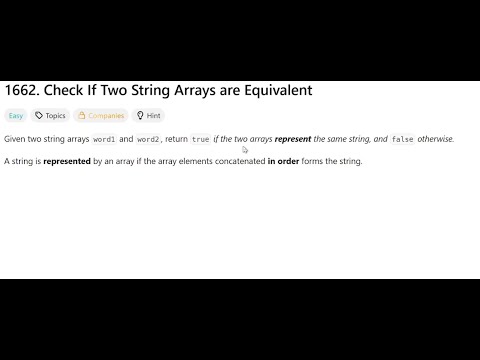 Check If Two String Arrays are Equivalent | @faang-academy