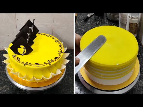 Pineapple Flavour Birthday Cake Counter Model|Simple and Perfect pineapple cake Chocolate Garnish