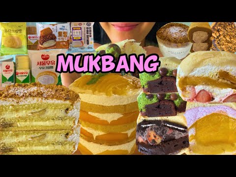 디저트 먹방 브이로그 온니당 모찌샌드 편의점먹방 서울우유크림빵 바나나푸딩케이크 연세허슬두크림빵 망고아파트케이크 DESSERT MUKBANG CREAM CAKE