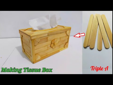 How to make Tissue Box from Popsicle sticks. DIY